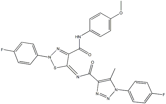 (Z)-2-(4-FLUOROPHENYL)-5-(1-(4-FLUOROPHENYL)-5-METHYL-1H-1,2,3-TRIAZOLE-4-CARBONYLIMINO)-N-(4-METHOXYPHENYL)-2,5-DIHYDRO-1,2,3-THIADIAZOLE-4-CARBOXAMIDE Struktur