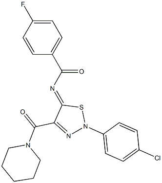 N-[(5Z)-2-(4-CHLOROPHENYL)-4-(PIPERIDIN-1-YLCARBONYL)-1,2,3-THIADIAZOL-5(2H)-YLIDENE]-4-FLUOROBENZAMIDE Struktur