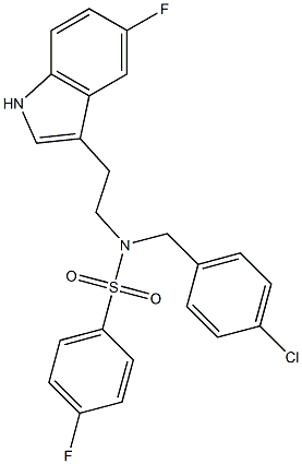 N-(4-CHLOROBENZYL)-4-FLUORO-N-[2-(5-FLUORO-1H-INDOL-3-YL)ETHYL]BENZENESULFONAMIDE Struktur