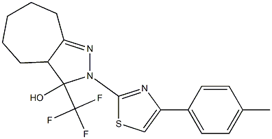 2-[4-(4-METHYLPHENYL)-1,3-THIAZOL-2-YL]-3-(TRIFLUOROMETHYL)-2,3,3A,4,5,6,7,8-OCTAHYDROCYCLOHEPTA[C]PYRAZOL-3-OL Struktur