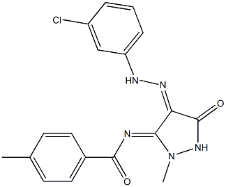 N-{(3Z,4E)-4-[(3-CHLOROPHENYL)HYDRAZONO]-2-METHYL-5-OXOPYRAZOLIDIN-3-YLIDENE}-4-METHYLBENZAMIDE Struktur