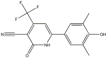 4-(TRIFLUOROMETHYL)-1,2-DIHYDRO-6-(4-HYDROXY-3,5-DIMETHYLPHENYL)-2-OXOPYRIDINE-3-CARBONITRILE Struktur