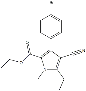 3-(4-BROMO-PHENYL)-4-CYANO-5-ETHYL-1-METHYL-1H-PYRROLE-2-CARBOXYLIC ACID ETHYL ESTER Struktur