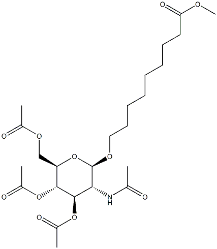 8-METHOXYCARBONYLOCT-1-YL 2-ACETAMIDO-3,4,6-TRI-O-ACETYL-2-DEOXY-BETA-D-GLUCOPYRANOSIDE Struktur