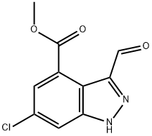 6-CHLORO-4-METHOXYCARBONYL-3-INDAZOLECARBOXALDEHYDE Struktur