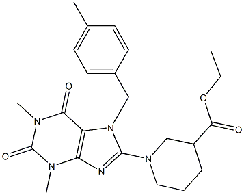 ETHYL 1-(1,3-DIMETHYL-7-(4-METHYLBENZYL)-2,6-DIOXO-2,3,6,7-TETRAHYDRO-1H-PURIN-8-YL)PIPERIDINE-3-CARBOXYLATE Struktur