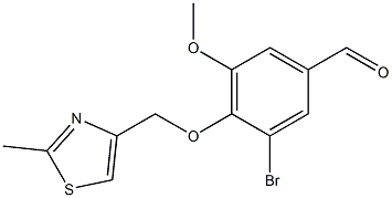 3-BROMO-5-METHOXY-4-[(2-METHYL-1,3-THIAZOL-4-YL)METHOXY]BENZALDEHYDE Struktur