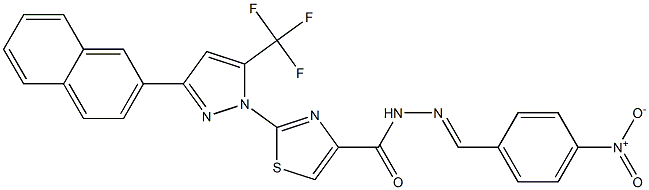 (E)-2-(3-(NAPHTHALEN-2-YL)-5-(TRIFLUOROMETHYL)-1H-PYRAZOL-1-YL)-N'-(4-NITROBENZYLIDENE)THIAZOLE-4-CARBOHYDRAZIDE Struktur