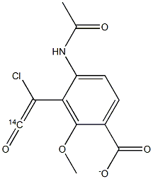 2-METHOXY-4-ACETAMINO-3-CHLOROMETHYLBENZOATE, [CARBONYL-14C]- Struktur