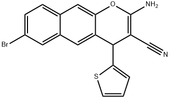 2-AMINO-7-BROMO-4-(2-THIENYL)-4H-BENZO[G]CHROMENE-3-CARBONITRILE Struktur