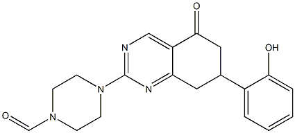 4-[7-(2-HYDROXYPHENYL)-5-OXO-5,6,7,8-TETRAHYDROQUINAZOLIN-2-YL]PIPERAZINE-1-CARBALDEHYDE Struktur