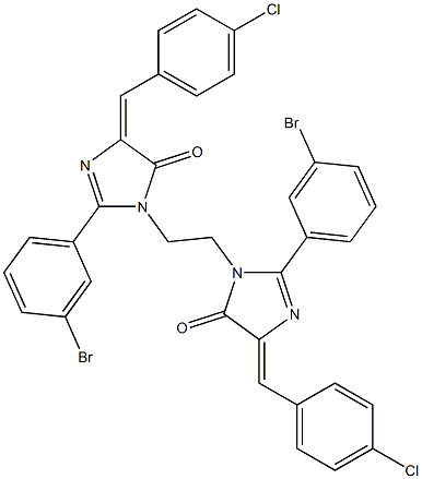 (E)-2-(3-BROMOPHENYL)-1-(2-((Z)-2-(3-BROMOPHENYL)-4-(4-CHLOROBENZYLIDENE)-5-OXO-4,5-DIHYDROIMIDAZOL-1-YL)ETHYL)-4-(4-CHLOROBENZYLIDENE)-1H-IMIDAZOL-5(4H)-ONE Struktur