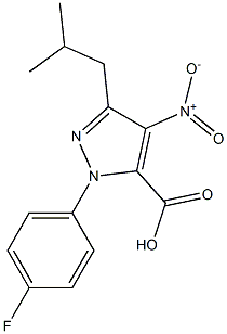 1-(4-FLUOROPHENYL)-3-(2-METHYLPROPYL)-4-NITRO-1H-PYRAZOLE-5-CARBOXYLIC ACID Struktur