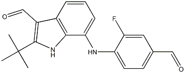 2-TERT-BUTYL-7-(2-FLUORO-4-FORMYL-PHENYLAMINO)-1H-INDOLE-3-CARBALDEHYDE Struktur