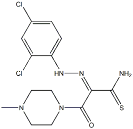 (2E)-2-[(2,4-DICHLOROPHENYL)HYDRAZONO]-3-(4-METHYLPIPERAZIN-1-YL)-3-OXOPROPANETHIOAMIDE Struktur