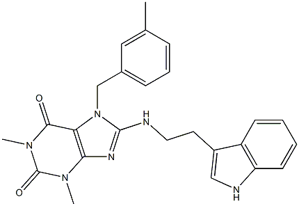 7-(3-METHYLBENZYL)-8-{[2-(1H-INDOL-3-YL)ETHYL]AMINO}-1,3-DIMETHYL-3,7-DIHYDRO-1H-PURINE-2,6-DIONE Struktur