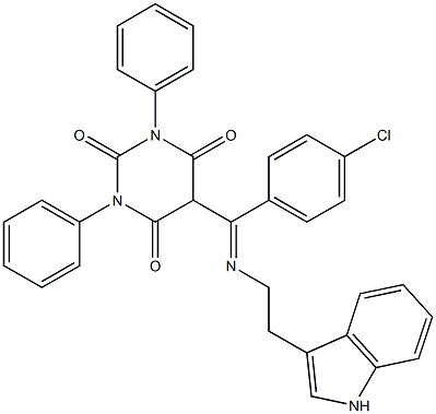 (E)-5-((2-(1H-INDOL-3-YL)ETHYLIMINO)(4-CHLOROPHENYL)METHYL)-1,3-DIPHENYLPYRIMIDINE-2,4,6(1H,3H,5H)-TRIONE Struktur