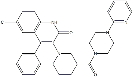 6-CHLORO-4-PHENYL-3-(3-(4-(PYRIDIN-2-YL)PIPERAZINE-1-CARBONYL)PIPERIDIN-1-YL)QUINOLIN-2(1H)-ONE Struktur