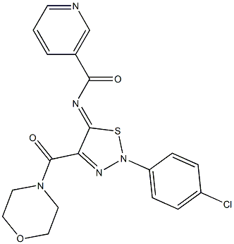 N-[(5Z)-2-(4-CHLOROPHENYL)-4-(MORPHOLIN-4-YLCARBONYL)-1,2,3-THIADIAZOL-5(2H)-YLIDENE]NICOTINAMIDE Struktur