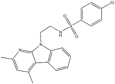 4-CHLORO-N-[2-(2,4-DIMETHYL-9H-PYRIDO[2,3-B]INDOL-9-YL)ETHYL]BENZENESULFONAMIDE Struktur