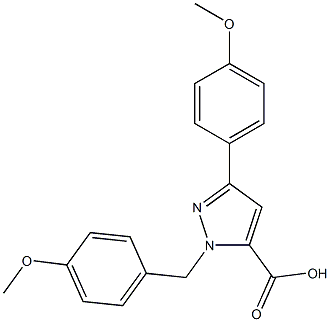 1-(4-METHOXYBENZYL)-3-(4-METHOXYPHENYL)-1H-PYRAZOLE-5-CARBOXYLIC ACID Struktur