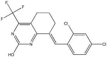 8-(E)-(O,P-DICHLOROBENZYLIDENE)-5,6,7,8-TETRAHYDRO-2-HYDROXY-4-(TRIFLUOROMETHYL)QUINAZOLINE Struktur