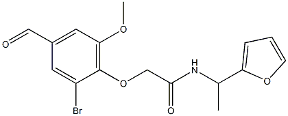 2-(2-BROMO-4-FORMYL-6-METHOXYPHENOXY)-N-[1-(2-FURYL)ETHYL]ACETAMIDE Struktur