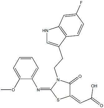 (2Z)-{(2E)-3-[2-(6-FLUORO-1H-INDOL-3-YL)ETHYL]-2-[(2-METHOXYPHENYL)IMINO]-4-OXO-1,3-THIAZOLIDIN-5-YLIDENE}ACETIC ACID