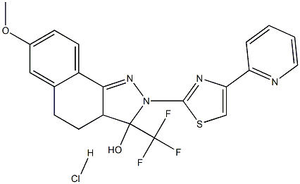 7-METHOXY-2-(4-PYRIDIN-2-YL-1,3-THIAZOL-2-YL)-3-(TRIFLUOROMETHYL)-3,3A,4,5-TETRAHYDRO-2H-BENZO[G]INDAZOL-3-OL HYDROCHLORIDE Struktur