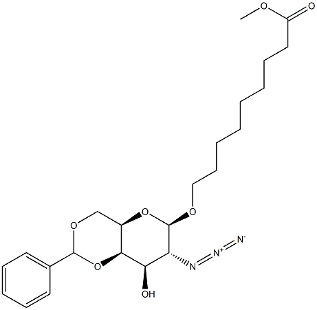 8-METHOXYCARBONYL OCT-1-Y 2-AZIDO-4,6-O-BENZYLIDENE-2-DEOXY-BETA-D-GALACTOPYRANOSIDE Struktur