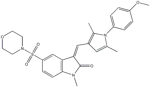 (Z)-3-((1-(4-METHOXYPHENYL)-2,5-DIMETHYL-1H-PYRROL-3-YL)METHYLENE)-1-METHYL-5-(MORPHOLINOSULFONYL)INDOLIN-2-ONE Struktur