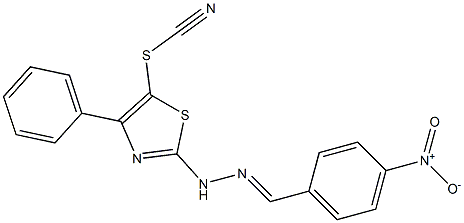 2-[(2E)-2-(4-NITROBENZYLIDENE)HYDRAZINO]-4-PHENYL-1,3-THIAZOL-5-YL THIOCYANATE Struktur