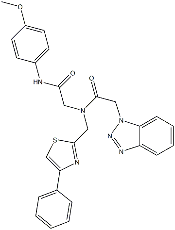 2-(1H-BENZO[D][1,2,3]TRIAZOL-1-YL)-N-(2-(4-METHOXYPHENYLAMINO)-2-OXOETHYL)-N-((4-PHENYLTHIAZOL-2-YL)METHYL)ACETAMIDE Struktur