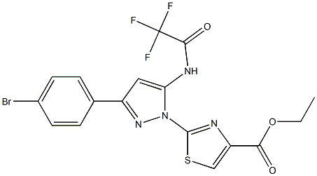 ETHYL 2-{3-(4-BROMOPHENYL)-5-[(TRIFLUOROACETYL)AMINO]-1H-PYRAZOL-1-YL}-1,3-THIAZOLE-4-CARBOXYLATE Struktur