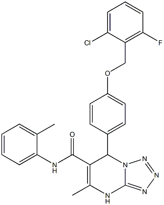 7-(4-(2-CHLORO-6-FLUOROBENZYLOXY)PHENYL)-5-METHYL-N-O-TOLYL-4,7-DIHYDROTETRAZOLO[1,5-A]PYRIMIDINE-6-CARBOXAMIDE Struktur