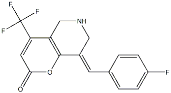 8-(E)-P-FLUOROBENZYLIDENE-5,6,7,8-TETRAHYDRO-4-(TRIFLUOROMETHYL)PYRIDO-[4,3-B]-PYRAN-2-ONE Struktur