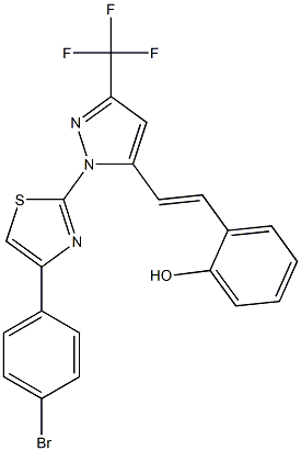 2-{(E)-2-[1-[4-(4-BROMOPHENYL)-1,3-THIAZOL-2-YL]-3-(TRIFLUOROMETHYL)-1H-PYRAZOL-5-YL]VINYL}PHENOL Struktur