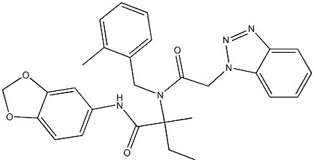 N-(1,3-BENZODIOXOL-5-YL)-2-[[2-(1H-1,2,3-BENZOTRIAZOL-1-YL)ACETYL](2-METHYLBENZYL)AMINO]-2-METHYLBUTANAMIDE Struktur