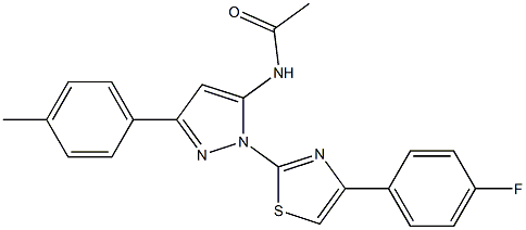 N-[1-[4-(4-FLUOROPHENYL)-1,3-THIAZOL-2-YL]-3-(4-METHYLPHENYL)-1H-PYRAZOL-5-YL]ACETAMIDE Struktur