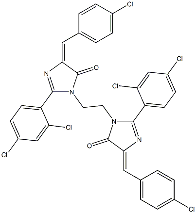 (E)-4-(4-CHLOROBENZYLIDENE)-1-(2-((Z)-4-(4-CHLOROBENZYLIDENE)-2-(2,4-DICHLOROPHENYL)-5-OXO-4,5-DIHYDROIMIDAZOL-1-YL)ETHYL)-2-(2,4-DICHLOROPHENYL)-1H-IMIDAZOL-5(4H)-ONE Struktur