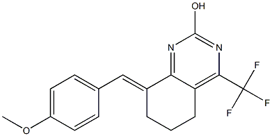 5,6,7,8-TETRAHYDRO-2-HYDROXY-8-(E)-(4-METHOXYBENZYLIDENE)-4-(TRIFLUOROMETHYL)QUINAZOLINE Struktur