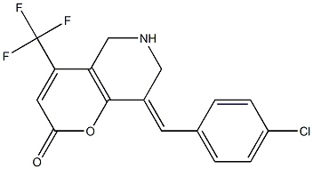 8-(E)-P-CHLOROBENZYLIDENE-5,6,7,8-TETRAHYDRO-4-(TRIFLUOROMETHYL)PYRIDO-[4,3-B]-PYRAN-2-ONE Struktur