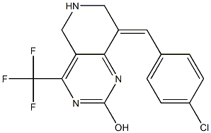 8-(E)-P-CHLOROBENZYLIDENE-5,6,7,8-TETRAHYDRO-2-HYDROXY-4-(TRIFLUOROMETHYL)PYRIDO-[4,3-D]-PYRIMIDINE Struktur