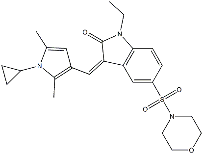 (Z)-3-((1-CYCLOPROPYL-2,5-DIMETHYL-1H-PYRROL-3-YL)METHYLENE)-1-ETHYL-5-(MORPHOLINOSULFONYL)INDOLIN-2-ONE Struktur