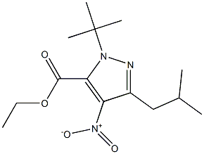 1-(TERT-BUTYL)-3-(2-METHYLPROPYL)-4-NITRO-1H-PYRAZOLE-5-CARBOXYLIC ACID ETHYL ESTER Struktur