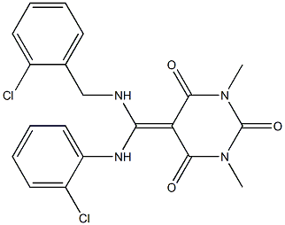 5-{[(2-CHLOROBENZYL)AMINO][(2-CHLOROPHENYL)AMINO]METHYLENE}-1,3-DIMETHYLPYRIMIDINE-2,4,6(1H,3H,5H)-TRIONE Struktur