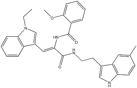 (Z)-N-(1-(1-ETHYL-1H-INDOL-3-YL)-3-(2-(5-METHYL-1H-INDOL-3-YL)ETHYLAMINO)-3-OXOPROP-1-EN-2-YL)-2-METHOXYBENZAMIDE Struktur