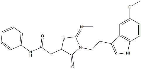 2-[3-[2-(5-METHOXY-1H-INDOL-3-YL)ETHYL]-4-OXO-2-(METHYLIMINO)-1,3-THIAZOLIDIN-5-YL]-N-PHENYLACETAMIDE Struktur