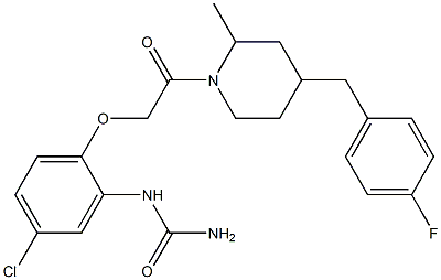 1-[(4-CHLORO-2-UREIDO-PHENOXY)METHYLCARBONYL]-2-METHYL-4-(4-FLUOROBENZYL)-PIPERIDINE Struktur