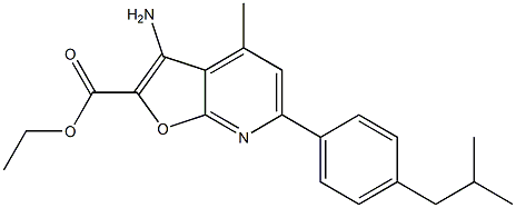 ETHYL 3-AMINO-6-(4-ISOBUTYLPHENYL)-4-METHYLFURO[2,3-B]PYRIDINE-2-CARBOXYLATE Struktur